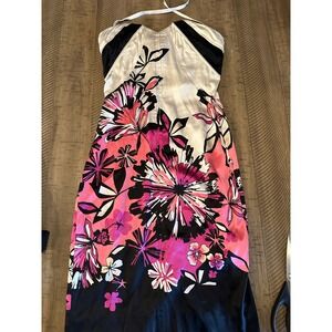 VTG Bebe Y2K Silk Floral Halter Dress - XXS Bustier Style Cocktail